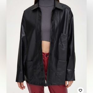 Cider Faux Leather Shacket